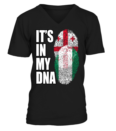 Georgian And Nigerian Mix Heritage DNA Flag V-Neck T-shirt