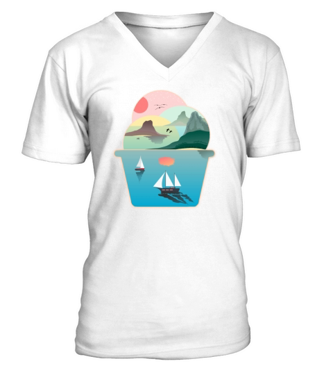 Ice Cream Summer Ocean Wanderlust Sailing Sunset V-Neck T-shirt