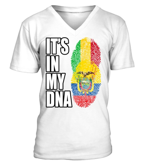 Malian And Ecuadorian Mix Heritage DNA Flag V-Neck T-shirt