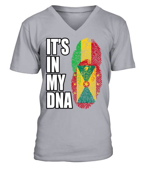 Malian And Grenadian Mix Heritage DNA Flag V-Neck T-shirt