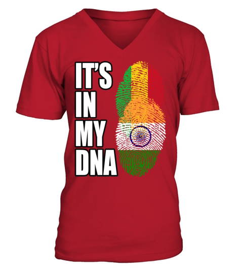 Malian And Indian Mix Heritage DNA Flag V-Neck T-shirt