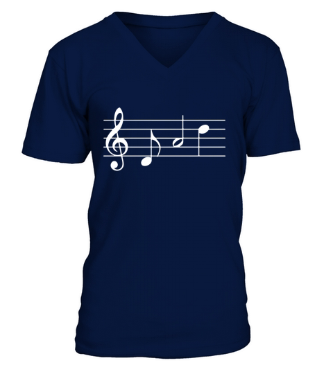 Music Dad T-shirt text in treble clef musical notes tshirt V-Neck T-shirt
