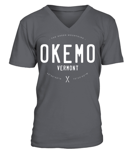 Okemo Mountain Vermont Graphic Distressed Vintage V-Neck T-shirt