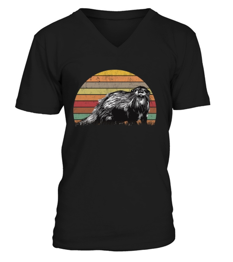 Otter Retro Vintage Sea V-Neck T-shirt