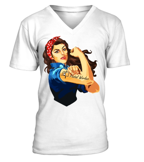 Postal Worker Frontline Workers Nurse Strong Rosie Riveter V-Neck T-shirt