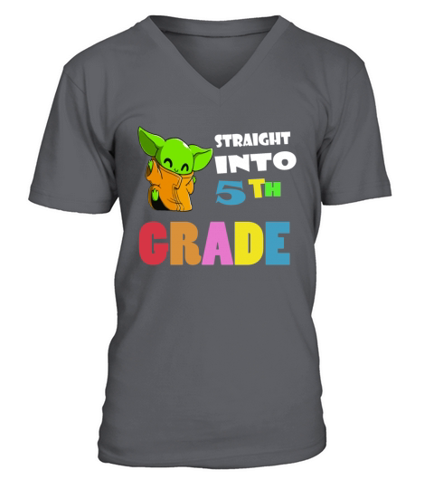 Straight Into 5th Grade Happy Baby Yoda V-Neck T-shirt