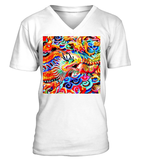 The asian dragons in color V-Neck T-shirt