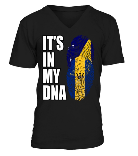 Tokelauan And Barbadian Mix Heritage DNA Flag V-Neck T-shirt