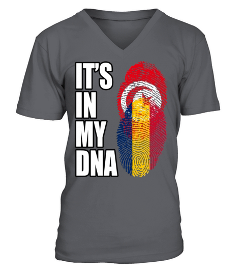 Tunisian And Chadian Mix Heritage DNA Flag V-Neck T-shirt