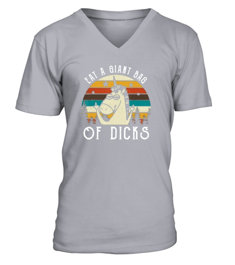 Unicorn Middle Finger Eat A Giant Bag Of Dicks V-Neck T-shirt
