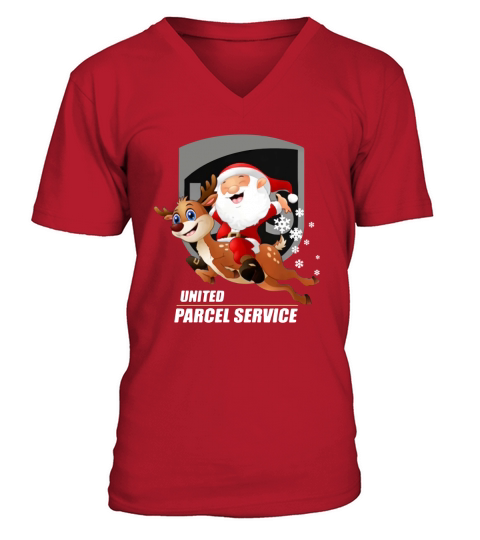 Merry Christmas United Parcel Service Santa Claus riding Reindeer Christmas shirt V-Neck T-shirt