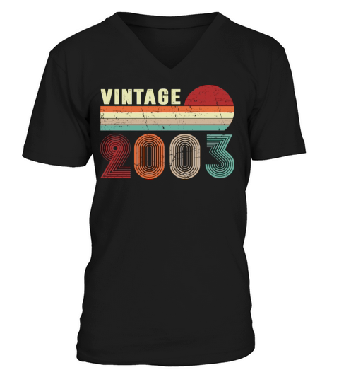 Vintage 2003 Boys Girls 19 Years Old 19th Birthday V-Neck T-shirt