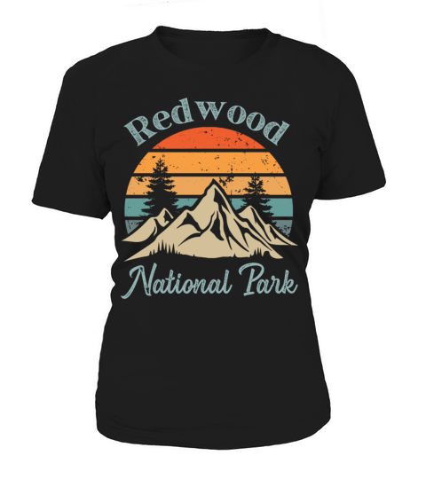 Redwood National Park Retro Vintage Mountain Sunse Women's T-Shirt
