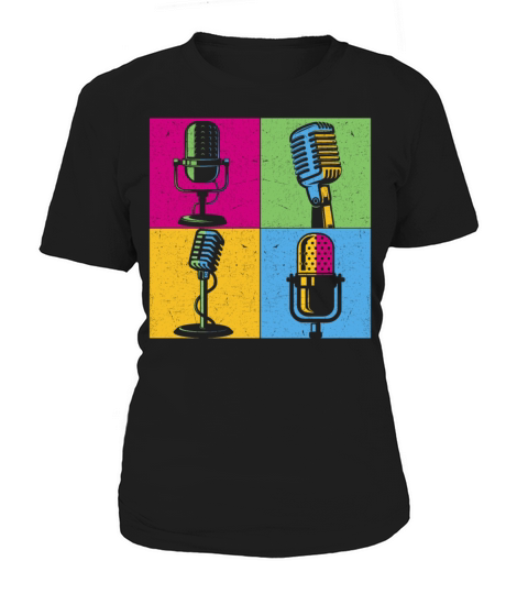 Retro Microphones Vintage Singer Presenter Women's T-Shirt