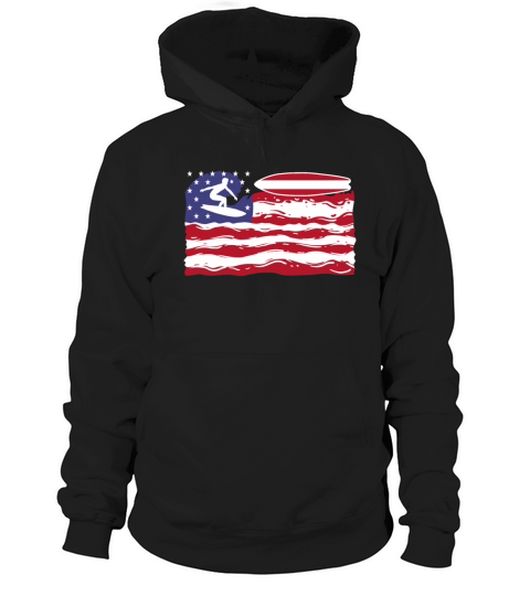 Surfboard USA Flag Patriotic Surfing Surfer Hoodie Unisex