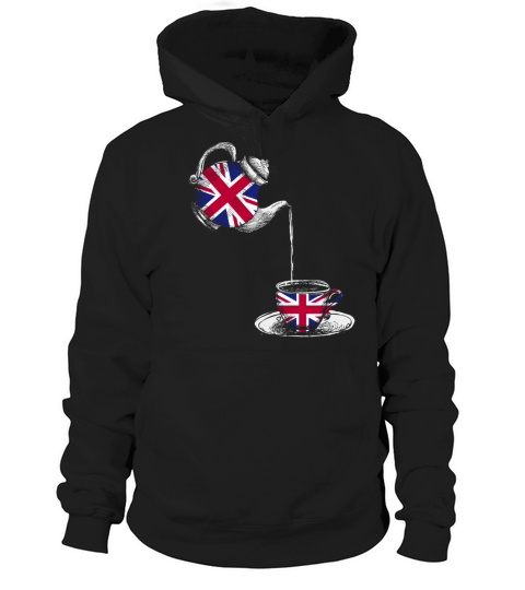 Union Jack Flag with Tea cup Hoodie Unisex