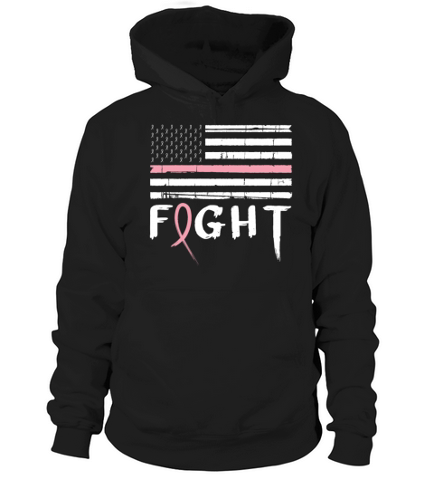 US Flag Pink October Breast Cancer Awareness Hoodie Unisex