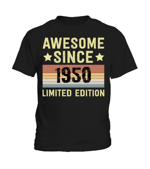 Awesome Since 1950 Retro 72 Years Old Birthday Kids T-Shirt