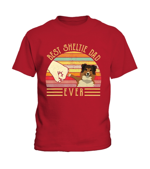 Best Sheltie Dad Ever Retro Vintage Sunset Kids T-Shirt