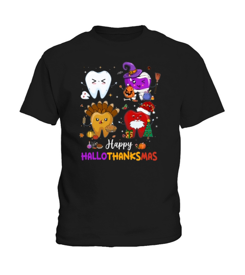 Dentist Happy Hallothanksma Halloween Thanksgiving Kids T-Shirt