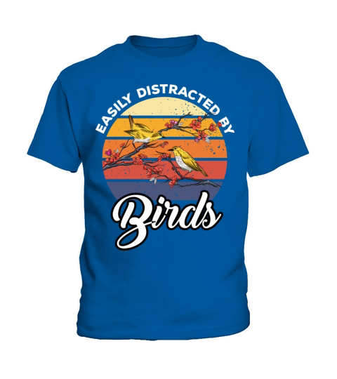 Easily Distracted Funny Vintage Birds Lovers Retro Kids T-Shirt