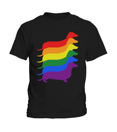 Gay Pride Dachshund LGBT Rainbow Flag Awareness Kids T-Shirt