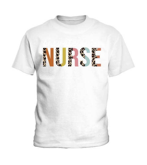 Private-Duty Nurse Colorful Leopard Print Funny Kids T-Shirt
