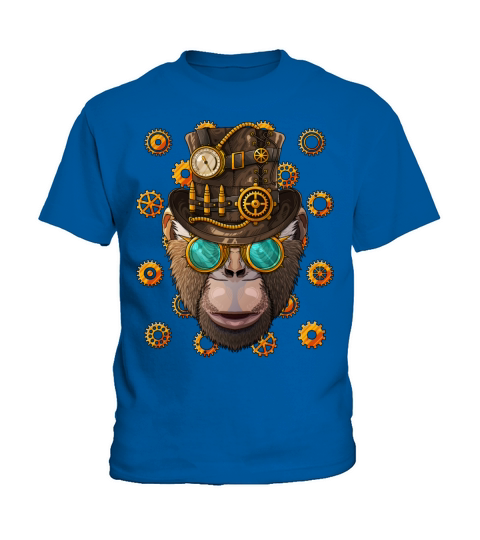 Steampunk Chimpanzee Medieval Victorian Steam Powe Kids T-Shirt