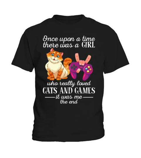 There Was A Girl Who Really Loved Cats And Games Kids T-Shirt
