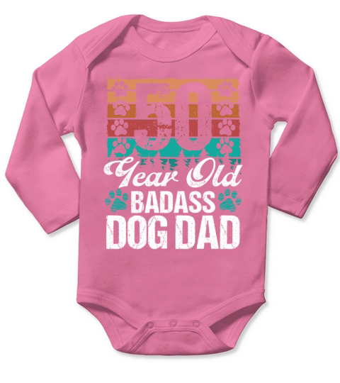 50 Year Old Dog Dad Dog Father 50th Birthday Long Sleeve Baby One-Piece