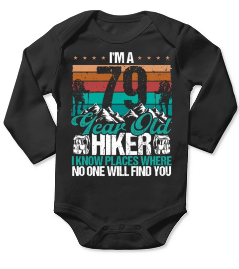 79 Birthday Hikers Vintage Mountains 79 Years Old Long Sleeve Baby One-Piece