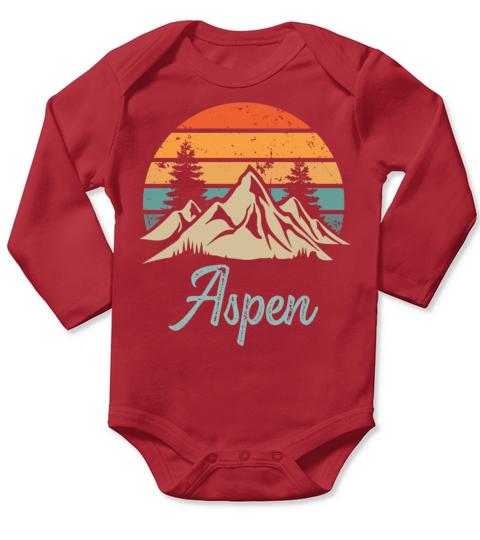 Aspen Retro Vintage Mountain Sunset Outdoors Wilde Long Sleeve Baby One-Piece