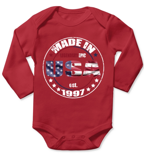 Birthday Saying Born USA 1997 Long Sleeve Baby One-Piece