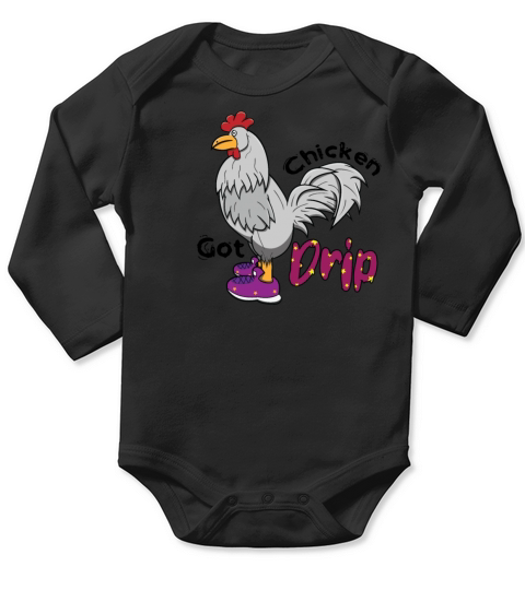 Chicken With Shoes White PurpleDRIP Long Sleeve Baby One-Piece