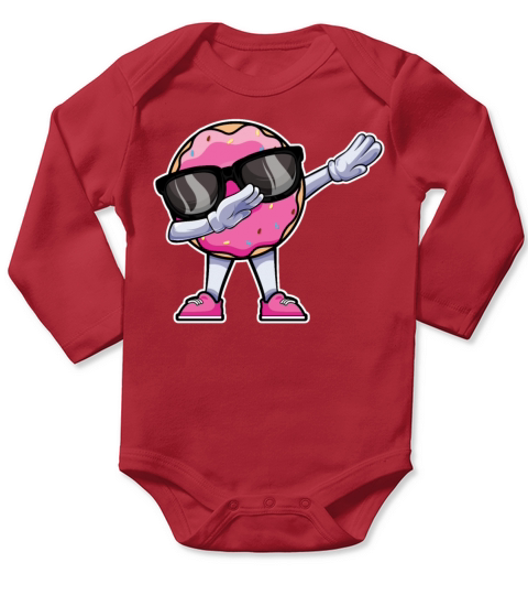 Dabbing Donut Funny Doughnut Donut Lover Dab Dance Long Sleeve Baby One-Piece