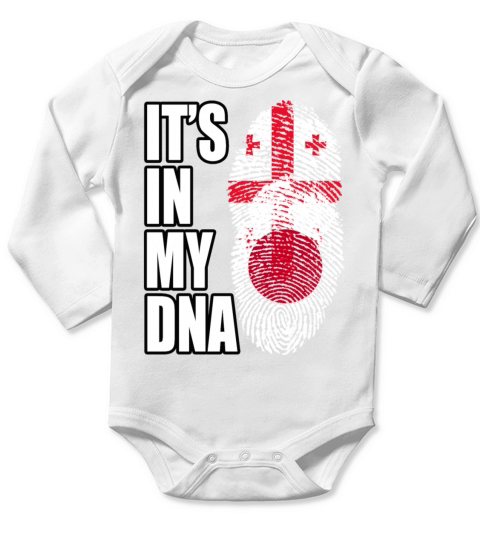 Georgian And Japanese Mix Heritage DNA Flag Long Sleeve Baby One-Piece