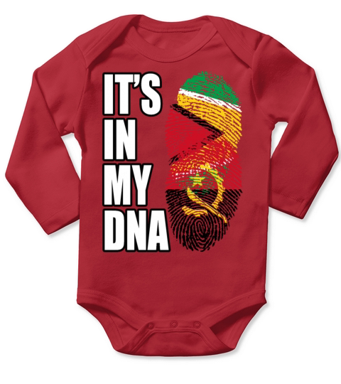 Guyanese And Angolan Mix Heritage DNA Flag Long Sleeve Baby One-Piece