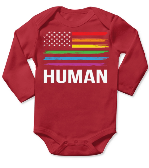 LBGT Flag Gay Pride Human Vintage Rainbow Long Sleeve Baby One-Piece