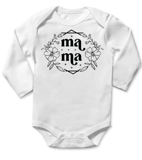 mama mother floral line art Long Sleeve Baby One-Piece