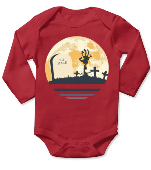 MARK Grave Tombstone Halloween Zombie Spooky Long Sleeve Baby One-Piece