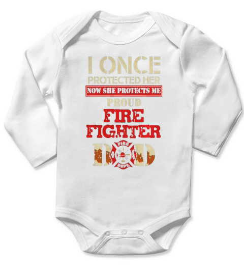 Mens Proud Firefighter Dad of His Fireman Daughter T-Shirt Long Sleeve Baby One-Piece