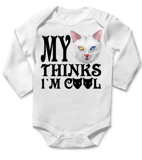 MY CAT THINGS I M COOL Long Sleeve Baby One-Piece