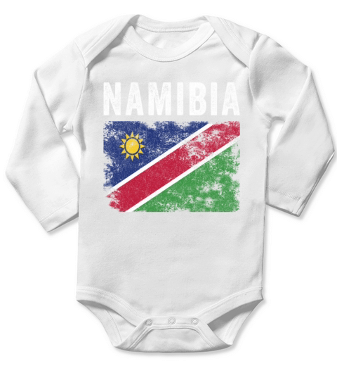 Namibia Flag Distressed - Namibian Flag Long Sleeve Baby One-Piece