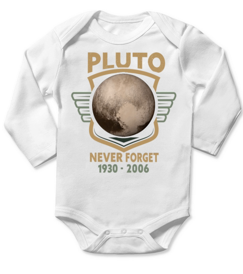 Never Forget Pluto Design Retro Style Funny Space Long Sleeve Baby One-Piece