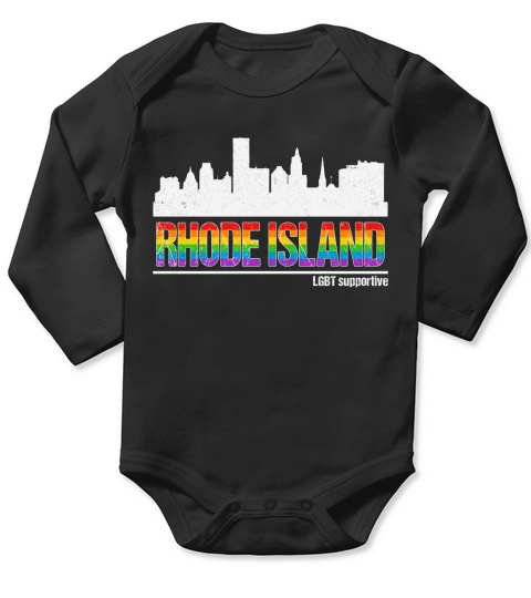 Rhode Island LGBT Supportive Pride Rainbow Flag Colors 2020 Long Sleeve Baby One-Piece