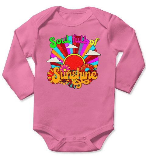 Soul Full Of Sunshine - colorful retro sun Long Sleeve Baby One-Piece
