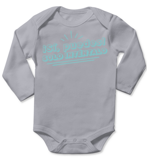 Spanish Motivational Quote Badge Long Sleeve Baby One-Piece