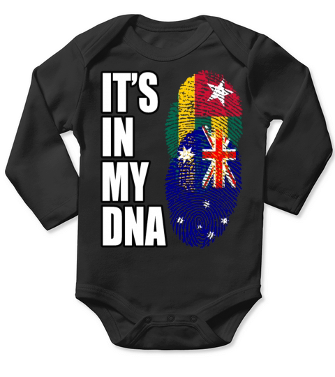 Togolese And Australian Mix Heritage DNA Flag Long Sleeve Baby One-Piece