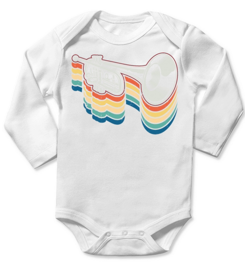 Trumpet Player Retro Vintage Long Sleeve Baby One-Piece