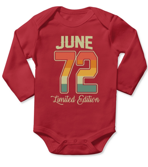 Vintage 50th Birthday June 1972 Sports Gift Long Sleeve Baby One-Piece
